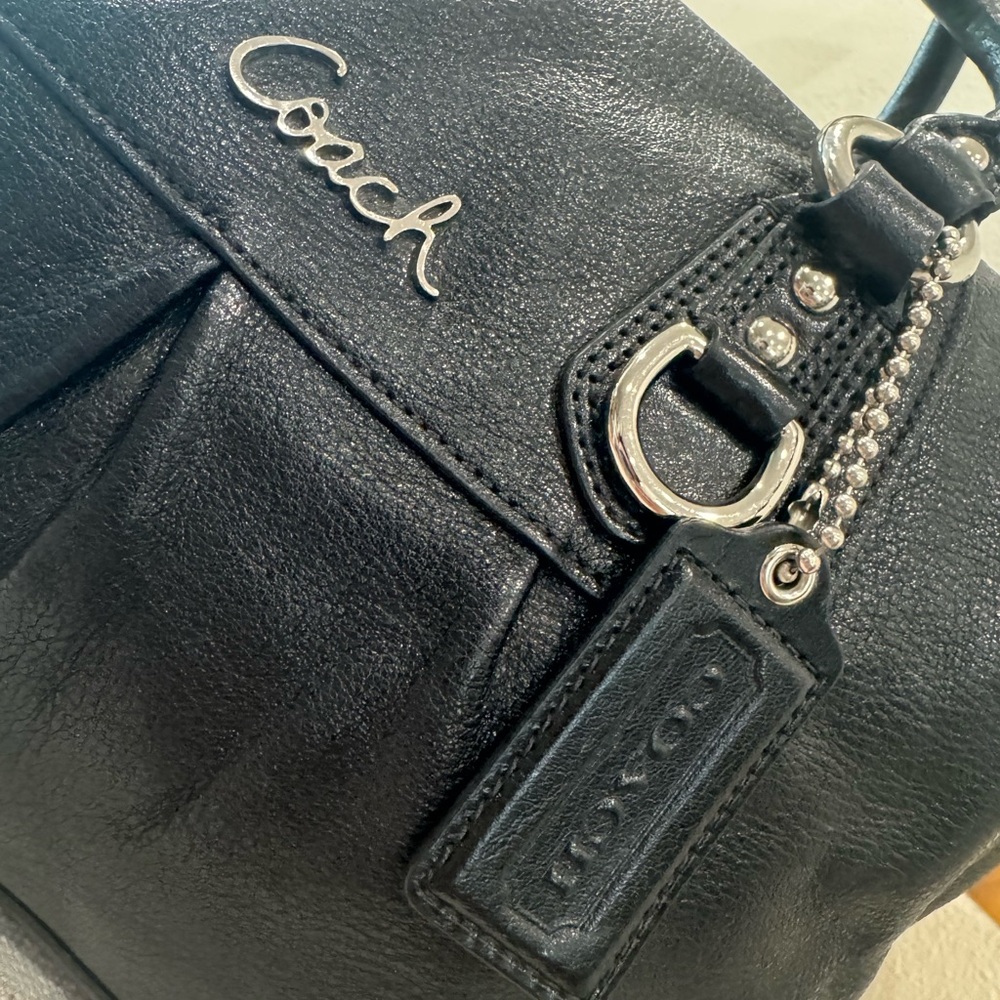 Coach Ashley Large Black Leather Two Way Satchel Shoulder Crossbody Bag #F15447 - Picture 11 of 17